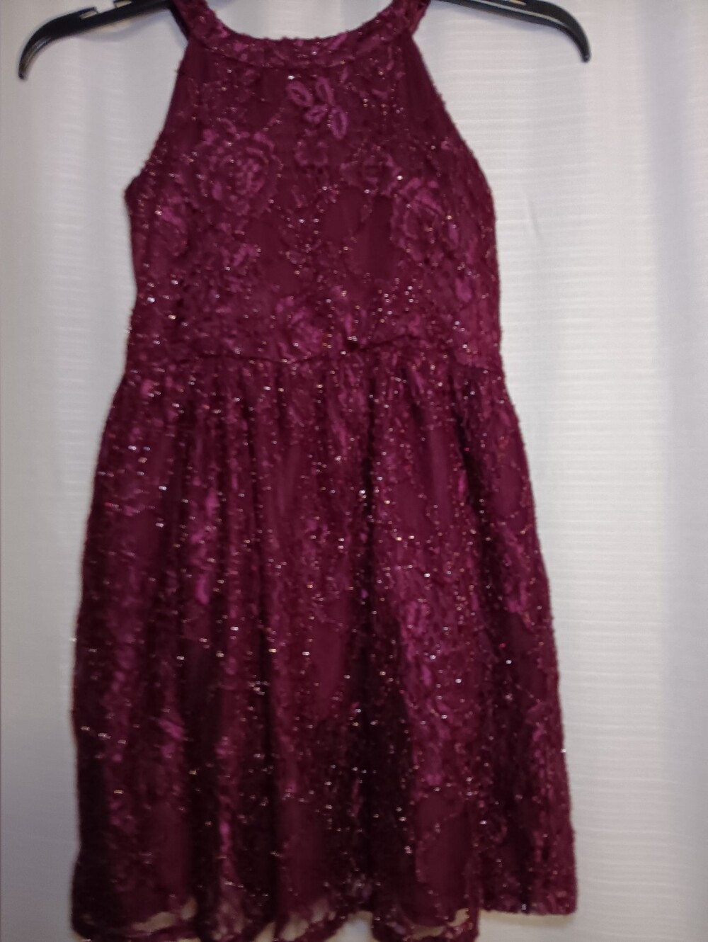 The Children's Place Burgundy Sequin Lace Halter Dress